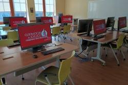 classroom with computers